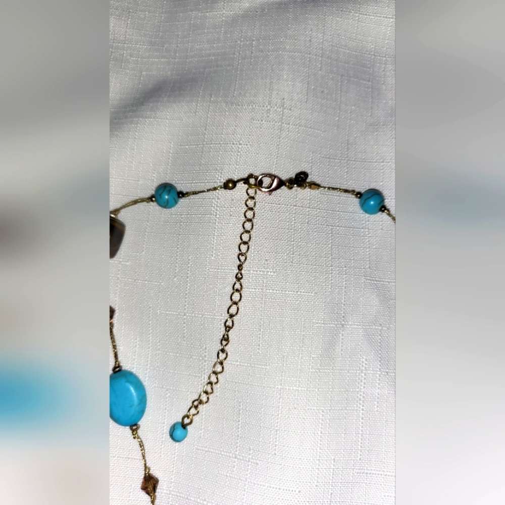 Beautiful beaded necklace / tigers eye / turquoise Boho - Picture 4 of 6